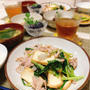 小松菜と厚揚げの炒め物の夕ご飯