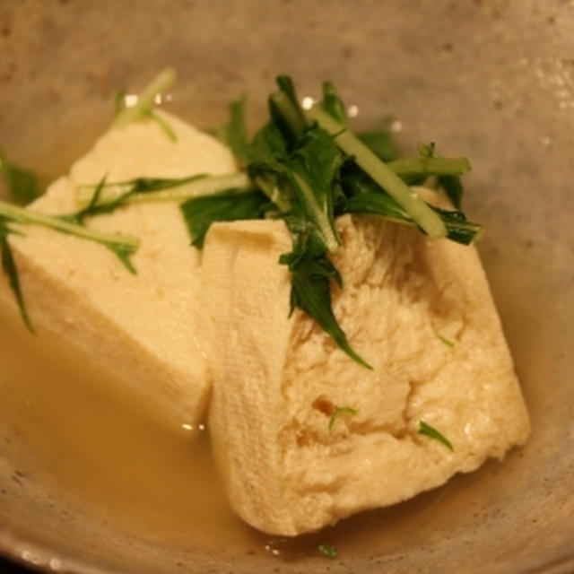 凍り豆腐と水菜の煮びたし