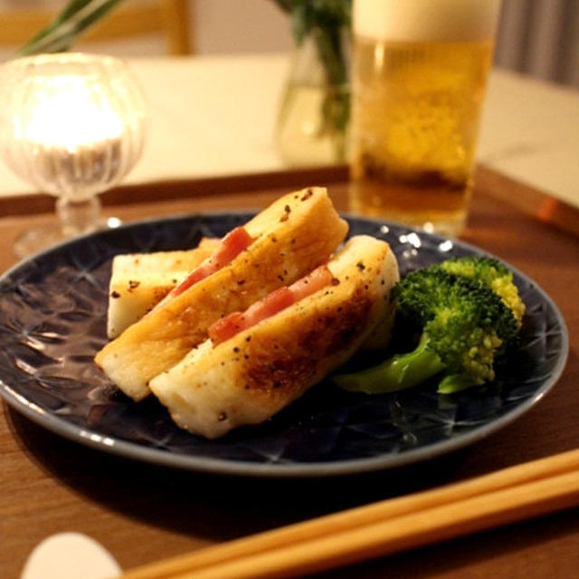 5分おつまみ！はんぺんのベーコンはさみ焼き