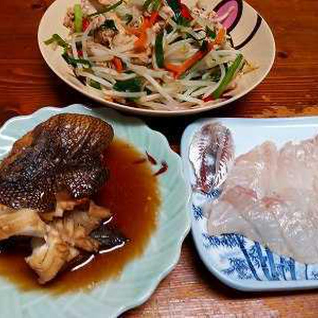 アコウメバルの刺身と謎の魚。喜多方ラーメン