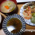春野菜の天ぷらの夕食