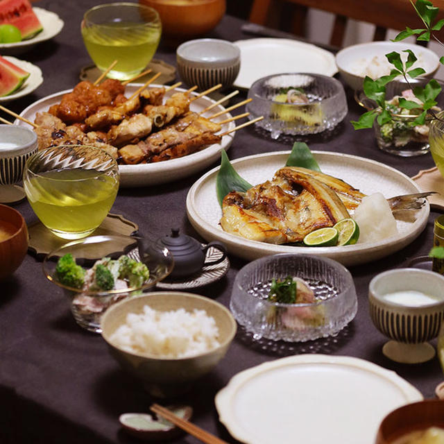 【献立】ほしのの焼き鳥と、ほっけと、焼き茄子など。～いい性格してる！～