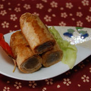 コンニャクの肉巻き　ＸＯ醤炒め焼き