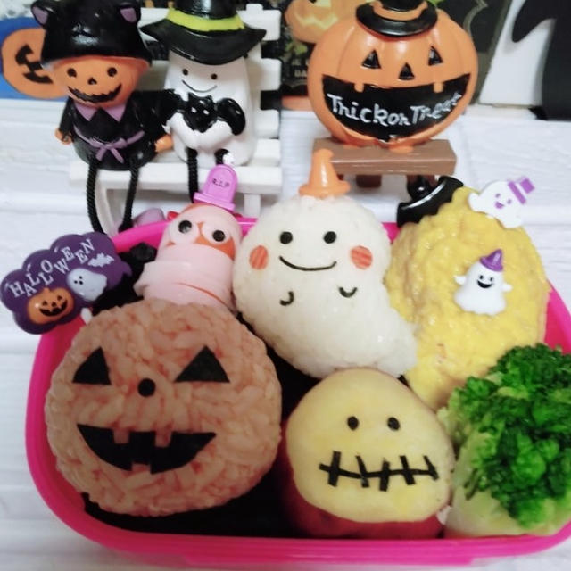 海苔弁でハロウィン弁当〖デコ弁〗   #平日お昼ご飯はお弁当or外食