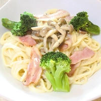 5分で出来る☆「ベーコンとしめじたっぷりパスタ」。