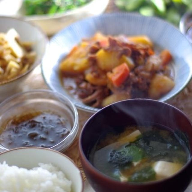 肉じゃが、蓮根と牛蒡のそぼろ金平。