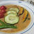 レトルトカレー1箱で2人分☆　焼き野菜のせ豆乳スープカレー
