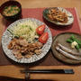 豚肉の生姜焼とコンニャクのキンピラの晩ご飯と　ヤブデマリ・ピンクビューティーの花♪
