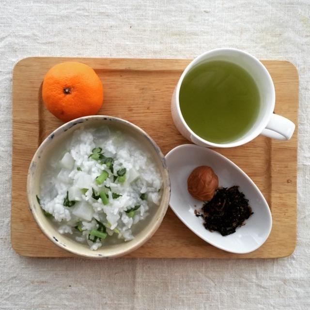 1月7日の朝ごはん。調理時間30分。大根がゆ