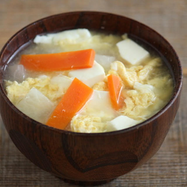 たっぷり野菜と卵と豆腐の中華スープ