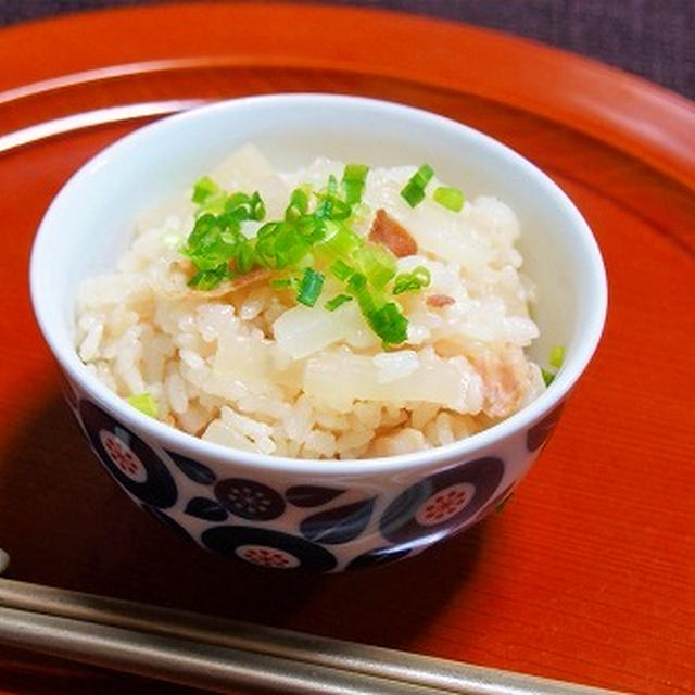 豚バラ大根の中華風炊き込みご飯　　　鬼が見てる！？！？！？