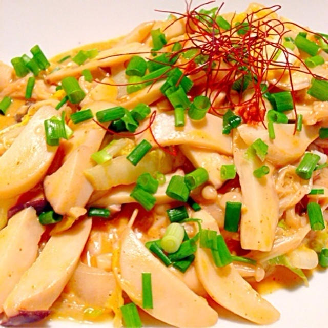 きのこと白菜をピリ辛豆乳ソースと共に〜（≧∇≦）