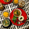 タイ風グリーンカレー・春菊と椎茸の卵スープ♪