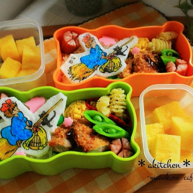 【キャラ弁】魔女の宅急便♪キキのヒレカツ弁当