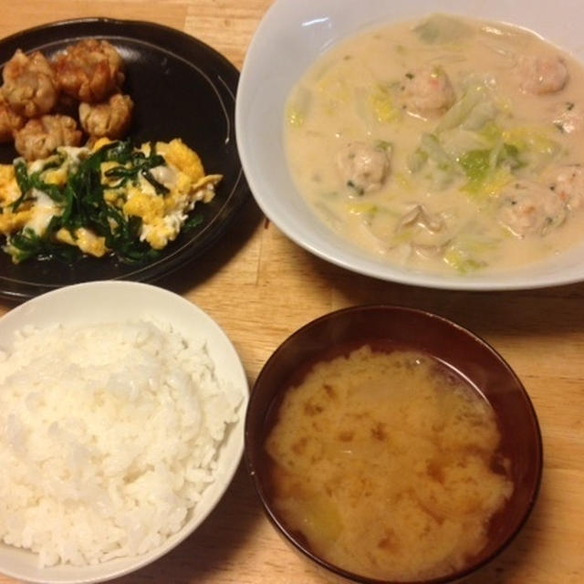 昨夜は白菜と鶏団子のクリーム煮など～と四男のマラソン大会～