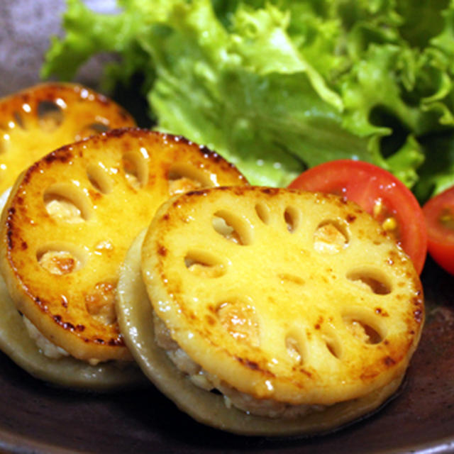 蓮根の肉詰めはさみ焼き