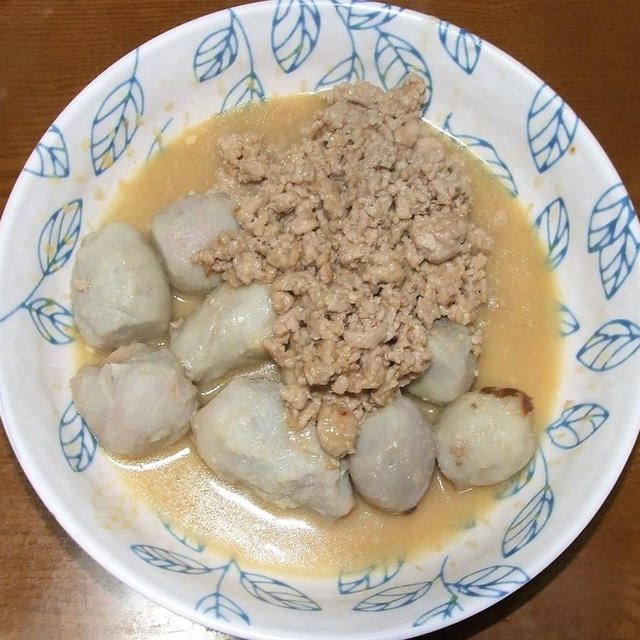 里芋と鶏挽肉の酢橘味噌煮＆練り物とピーマンのきんぴら