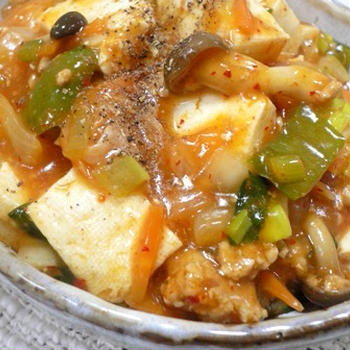 肉みそキムチ豆腐