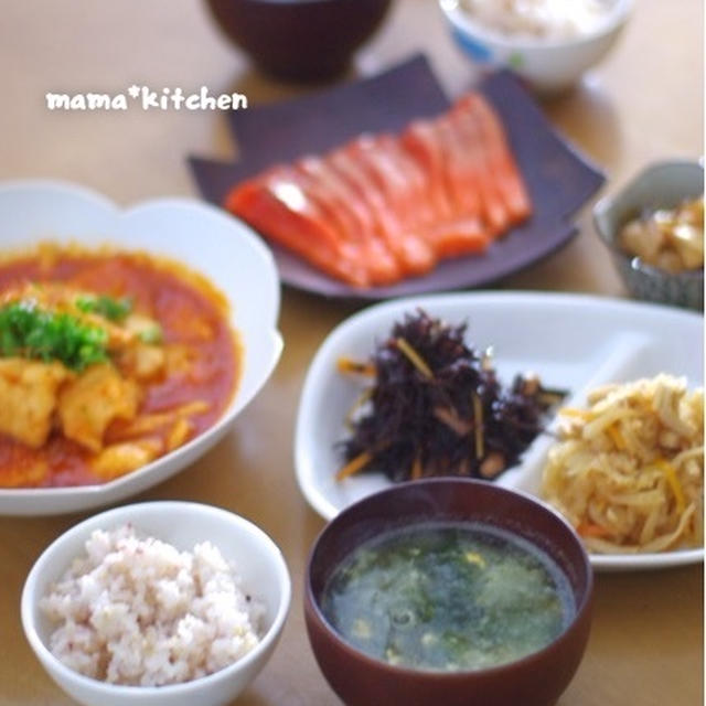 鶏むね肉で♡　鶏チリのお夕飯。