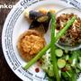 明太子マヨネーズの焼きおにぎり　と　ちくわ海苔チーズ揚げのカフェ飯