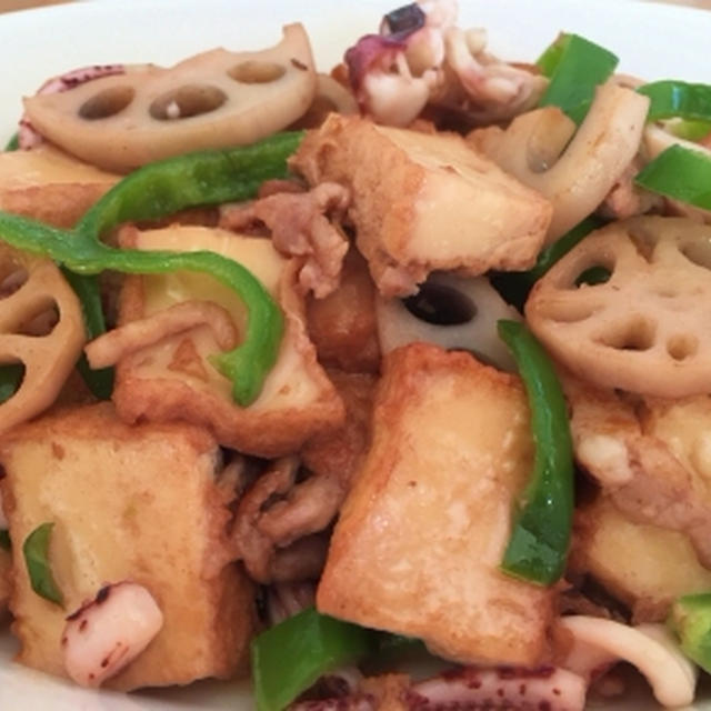 厚揚げを炒めて＆美味しく出来た鶏唐揚げ＆干し餅を揚げて♪
