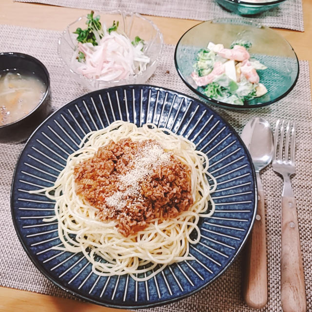 ”ミートスパゲッティ”の晩ごはん