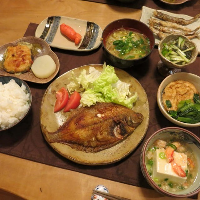 カレイの唐揚などの晩ご飯　～　カレイを盛り付ける向きって？