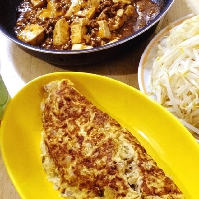チョウジョ作麻婆豆腐とオムレツ