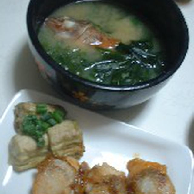 メバルと若布のお味噌汁・ホタテ甘タレ