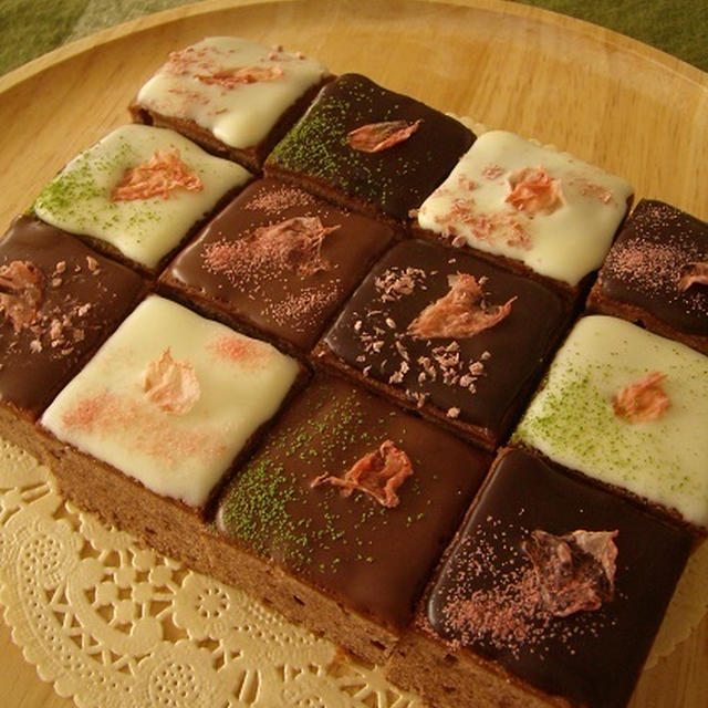 チョコレートの石畳カトルカール　～　桜の花びら　～