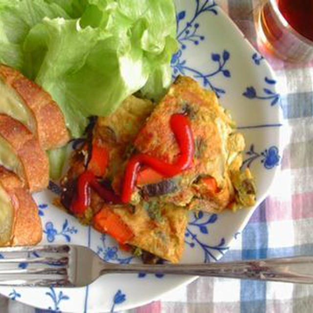 カレー風味のスパニッシュオムレツ