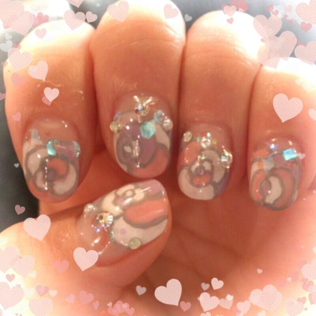 薔薇でプッチ柄風ネイル