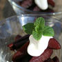 Spiced Red Wine Poached Pear with Mascarpone Cream洋梨のスパイス入り赤ワイン煮こみ、マスカルポーネクリームのせ
