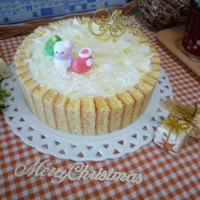 リンゴとワインババロアでクリスマスケーキ作りました！