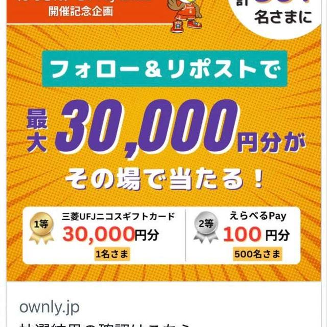 【当選】こいpay『えらべるpay100円分』