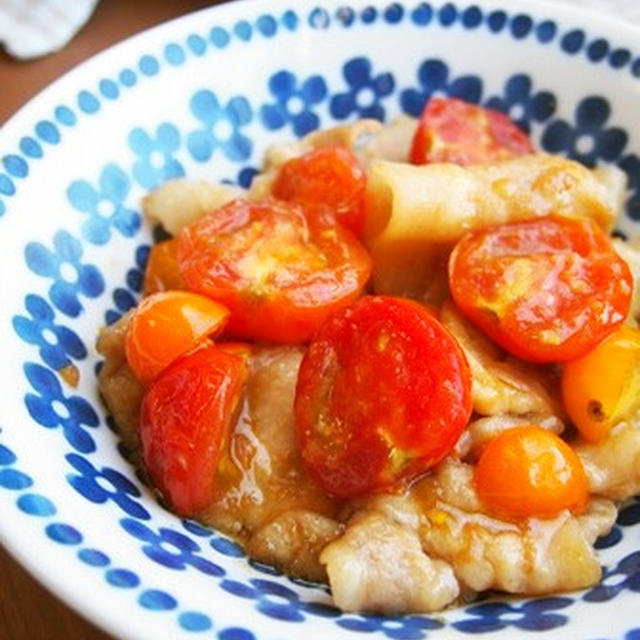 【424円主菜】プチトマト生姜焼き♪プチトマト切るだけで楽ちん！