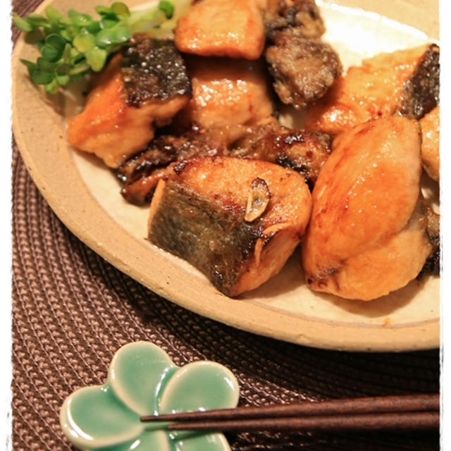 鮭と舞茸のガーリック醤油ソテー