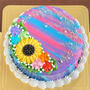 ユニコーンカラー×向日葵で、虹色カラフルなお誕生日ケーキ！
