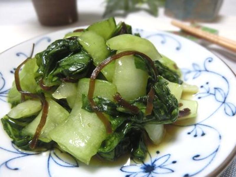 ポリ袋でもむだけ☆　青梗菜の塩昆布浅漬け