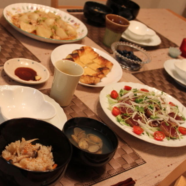 和食ご飯＊かぶと鶏ひき肉のそぼろ煮・かつおのサラダ・炊き込みご飯