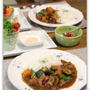 夏野菜ごろごろ牛すじカレー＆カップサラダ♪