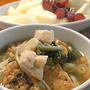 今朝ごはんは「山菜うどん」。