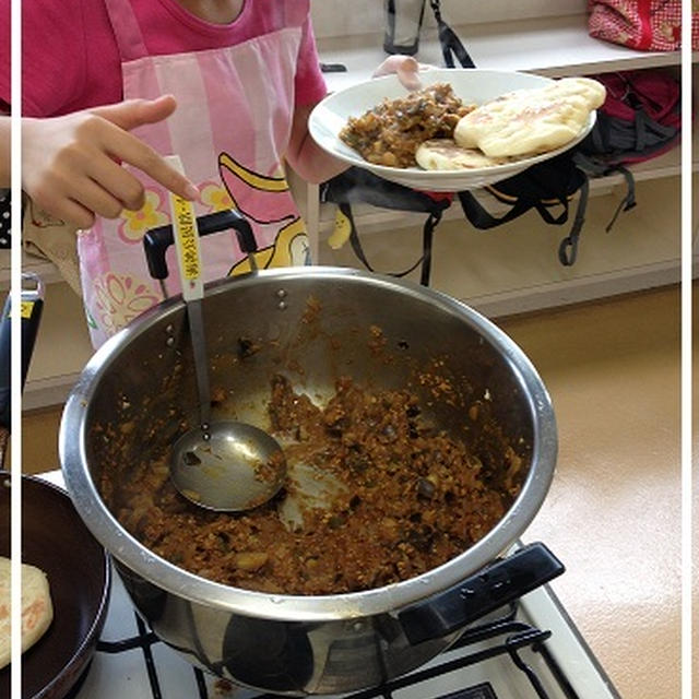 ナンと野菜たっぷりカレーを作り♪