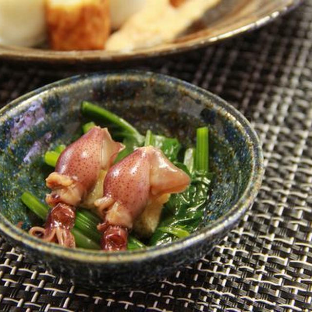 ほうれん草とホタルイカの煮物♪