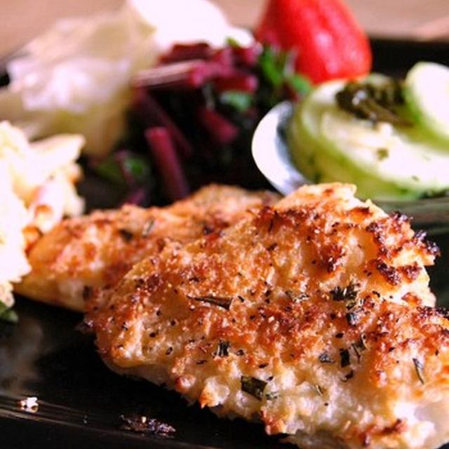 簡単ふあふあクリスピー！トースターで作る白身魚の香草パン粉焼き。