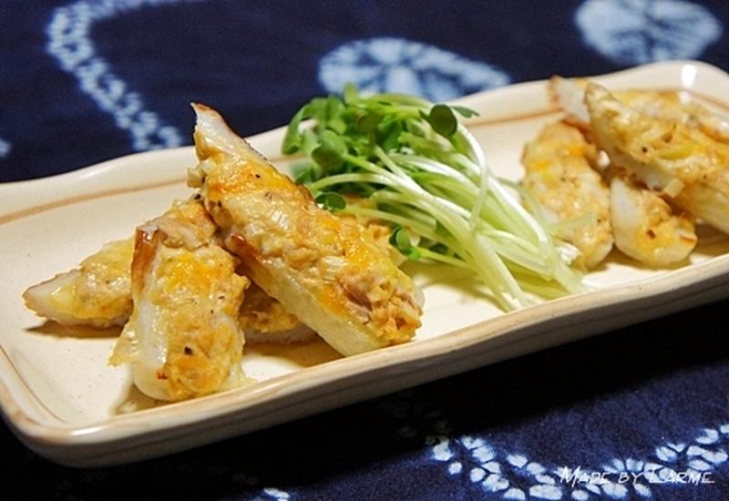 混ぜてのせて焼くだけdeグラタン味のおつまみ完成♪