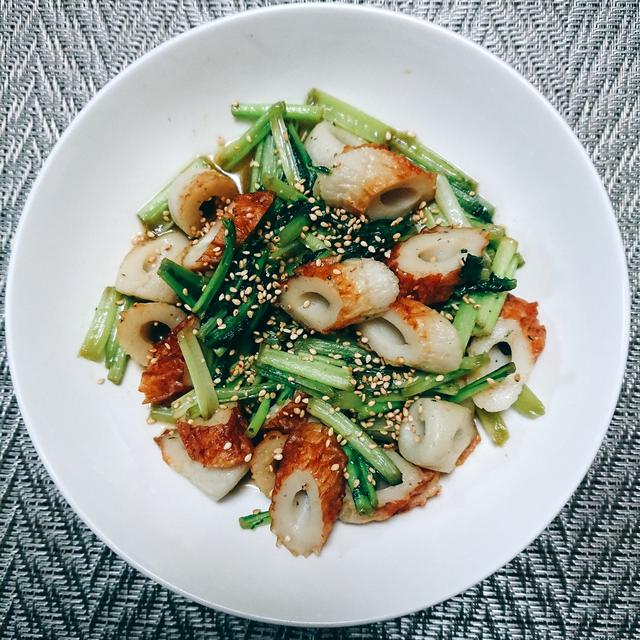 ちくわと小松菜のだし醤油炒め