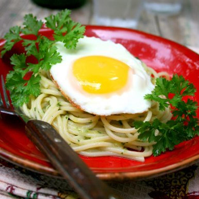 Green Chile and Cilantro Carbonaraメキシカンで変わりカルボナーラ