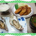 殻つき焼き牡蠣と牡蠣フライ by kajuさん