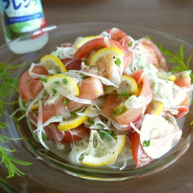 【簡単レシピ】トマトと玉ねぎのマリネ♪レモン風味♪